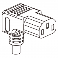 美规 (美标)IEC 320 C13 AC电源线连接器 3 芯 弯式  7A/10A/13A/15A, 125/250V