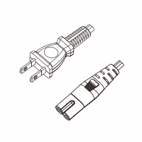 日本2-Pin插头转 IEC 320 C7 八字尾 AC电源线组-HF超声波成型-无卤线材 (Cord Set ) 1.8 米黑色 (EM-OFF 2X0.75mm² )