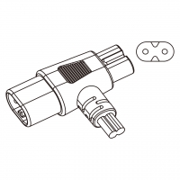 T Shape  IEC 320 C7母座 + Sheet C 插头AC电源线连接器 2 芯 10A 125/250V 2.5A 250V