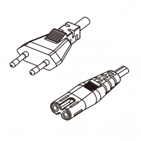 俄罗斯2-Pin 插头转 IEC 320 C7 八字尾 AC电源线组- 成型PVC线材(Cord Set) 1.8 米黑色 ( H03VVH2-F 2X 0.75mm² )