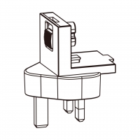 AC转接头, 英规 (英标)弯头转IEC 320 C7连接器, 3转2-Pin, 2.5A 250V