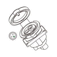 IEC 309 IP 44 防泼水工业母插座(Outlet), 2 P 3 芯, 20A 125V