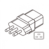 AC转接头, 意大利转IEC 320 C19 连接器, 3转3-Pin, 16A 250V