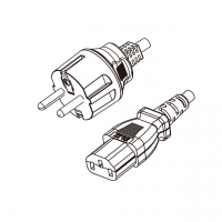 韩国3-Pin插头转 IEC 320 C13品字尾 AC电源线组-HF超声波成型-无卤线材 (Cord Set ) 1.8 米黑色 (HZ1Z1-F 3X0.75mm² )