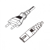 以色列2-Pin插头转 IEC 320 C7 八字尾 AC电源线组-PVC线材 (Cord Set) 1.8 米黑色 (HVVH2-F 2X0.75mm² )