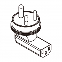 AC转接头, 南非 (S) 弯头转IEC 320 C13 连接器, 3转3-Pin, 10A 250V