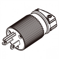 美规工业插头	(NEMA 5-20P)3芯直式 , 2 P, 3芯接地, 20A 125V