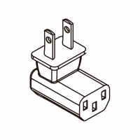 AC转接头, 日本 弯头转IEC 320 C13 连接器, 3转3-Pin, 10A 125V