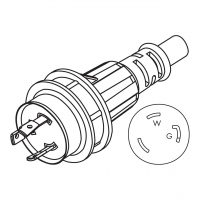 美规(美标)船舶用 AC插头, NEMA L5-30P, 2 P/3 芯接地 30A 125V