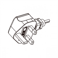 英规 (英标)3-Pin插头AC电源线-成型PVC线材2 米黑色线材剥外层绝缘 2 厘米/半剥内层绝缘1.3 厘米   (HVV-F  3G 1.0mm²  )