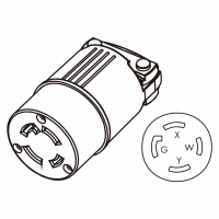 美规工业锁固连接器	(NEMA L14-30R) 4芯直式, 3 P, 4芯接地, 30A 125V/250V