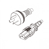 阿根廷 3-Pin插头转 IEC 320 C13品字尾 AC电源线组-PVC线材 (Cord Set) 1.8 米黑色 (HVV-F 3G 0.75mm² )