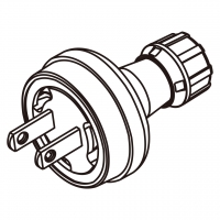 美规工业插头(NEMA 1-15P)	2芯直式, 2 P, 2 Wire, 15AWG, 15A 125V