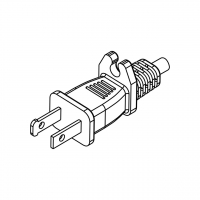 美规(美标)NEMA 1-15P 直式 AC插头2 P/ 2 芯 不接地, 15A 125V