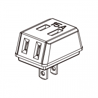 台湾AC转接头, Power Tap (180∘旋转pin), 附电源指示灯, 2-pin, 3 插座