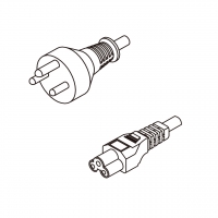 丹麦3-Pin 插头转 IEC 320 C5米老鼠 / 梅花尾 AC电源线组- 成型PVC线材(Cord Set) 0.5 米黑色 ( HVV-F 3G 0.75mm² )