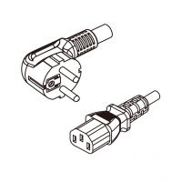俄罗斯3-Pin 弯头插头转 IEC 320 C13品字尾 AC电源线组- 成型PVC线材(Cord Set) 1.8 米黑色 ( HVV-F 3G 0.75mm² )