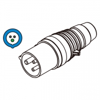 IEC 309 插头3芯 2P 3W, IP 44 防泼水型 (6H)欧规 16A 200~250V