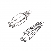 日本3-Pin插头转 IEC 320 C5米老鼠 / 梅花尾 AC电源线组-PVC线材 (Cord Set) 1 米黑色 (VCTF 3X0.75mm² )