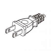 台湾2-Pin插头AC电源线-成型PVC线材1.8 米黑色线材切齐  (VCTFK 2X 0.75mm² 扁线 )