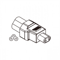 AC转接头, IEC 320 Sheet A 插头连接器转IEC 320 C1 连接器, (适用电动刮胡刀), 3转2-Pin,