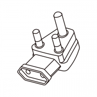 AC转接头, 南非插头转欧洲  (弯头)连接器 3转2-Pin