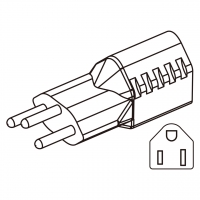 AC转接头, 瑞士插头转美国NEMA 5-15R  连接器, 3转3-Pin, 10A 250V  (成型式)