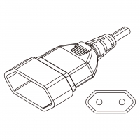 欧规 (欧标)AC电源线连接器2 芯 2.5A 250V