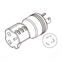 AC转接头, NEMA L5-20P Twist Locking转5-20R, 2 P 3芯接地, 3转3-Pin, 20A 125V