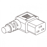 IEC 320 C19 AC电源线连接器 3 芯 右弯20A 250V