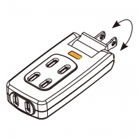 台湾AC转接头, Power Tap (180∘旋转pin), 附电源指示灯, 2-pin, 3 插座
