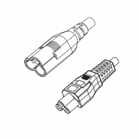 美规 (美标)3-Pin IEC 320 Sheet A 梅花公插头 转 C5米老鼠/ 梅花尾 AC电源线组-PVC线材 (Cord Set) 1.8 米黑色 (SVT 18/3C/1C )
