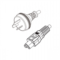 澳规 3-Pin插头转 IEC 320 C5米老鼠 / 梅花尾 AC电源线组-PVC线材 (Cord Set) 1.8 米黑色 (HVV-F 3G 0.75mm² )