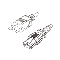 瑞士3-Pin插头to IEC 320 C13品字尾 AC电源线组-PVC线材 (Cord Set) 1.8 米黑色 (HVV-F 3G 0.75mm² )