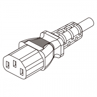 韩国IEC 320 C13 AC电源线连接器 3 芯直式 10A 250V