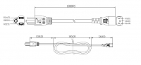 台湾3-Pin 插头转 IEC 320 C13品字尾 AC电源线组- 成型PVC线材(Cord Set) 1.8 米黑色 (VCTF 3X0.75mm² 圆线 )