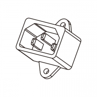 IEC 320 (C14) 品字型 家电用品AC 3-Pin公插座(Inlet), 附螺丝孔, 10A 250V