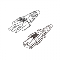 意大利3-Pin插头转 IEC 320 C13品字尾 AC电源线组-HF超声波成型-无卤线材 (Cord Set ) 1.8 米黑色 (HZ1Z1-F 3X0.75mm² )