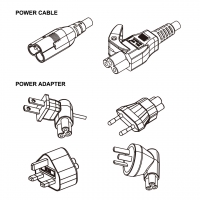 笔电专用各国转接头电源线组,日本/欧洲/英国/中国+C5转接头, 电源线米老鼠公头Sheet A + C5 尾部连接器1000mm  3芯10A/125V