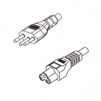 巴西3-Pin 插头转 IEC 320 C5米老鼠 / 梅花尾 AC电源线组- 成型PVC线材(Cord Set) 1 米黑色 ( HVV-F 3G 0.75mm² )