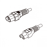 欧规 (欧标)3-Pin IEC 320 Sheet A 梅花公插头转 IEC 320 C5米老鼠/ 梅花尾 AC电源线组- 成型PVC线材(Cord Set) 1.8 米黑色 ( HVV-F 3G 0.75mm² )