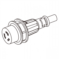 船舶用防水AC电源线防松脱连接器 (NEMA L5-20R) 2P, 3 芯  接地 20A 125V