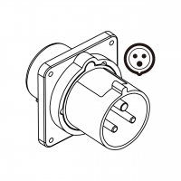 IEC 309 IP 44 防泼水工业公插座(Inlet), 2 P 3 芯, 30A/32A 250V