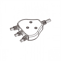 AC电线成型式固定接头(Strain Relief -SR) 1 出 3, 线材 OD 呎吋: OD ø7.9 Ø8.5