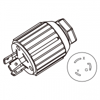 美规工业锁固插头	(NEMA L6-20P) 3芯直式 , 2 P, 3芯接地 20A 250V