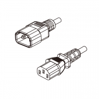 巴西3-Pin IEC 320 Sheet E 品字三脚插头转 IEC 320 C13品字尾 AC电源线组- 成型PVC线材(Cord Set) 1.8 米黑色 ( HVV-F 3G 0.75mm² )