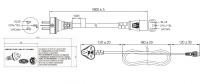 阿根廷 3-Pin 插头转 IEC 320 C13品字尾 AC电源线组- 成型PVC线材(Cord Set) 1.8 米黑色 ( HVV-F 3G 0.75mm² )