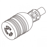 美规 (美标)AC电源线防松脱连接器 (L5-15R) 2 P 3 芯  接地, 15A 125V