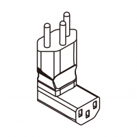 AC转接头, 瑞士弯头转IEC 320 C13 连接器, 3转3-Pin, 10A 250V