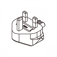 笔记本电脑专用AC转接头, 英规 (英标) (弯式)转IEC 320 C7连接器, 3转2-Pin, 2.5A 250V